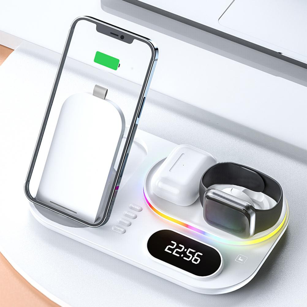 4-in-1 Fast Wireless Charging Station Dock for iPhone Samsung White PCUI