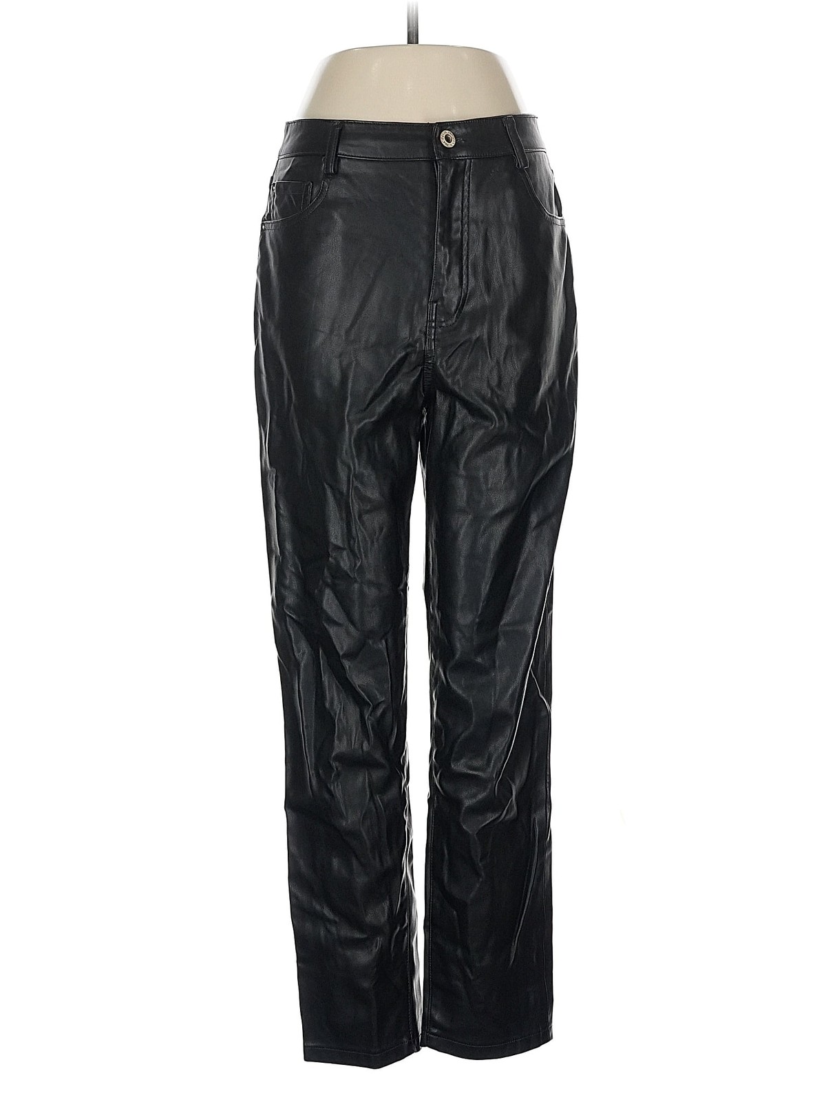 Zara Women Black Faux Leather Pants 6