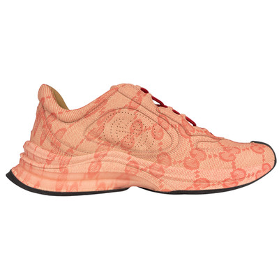 Gucci Sneaker Gucci Run Technical Stoff Beige Hibiscusrot Damen Größe 42.5