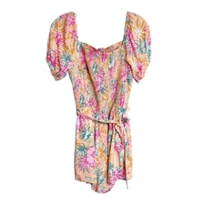 LOST + WANDER SUNKIST ALOHA ROMPER PEACH MULTICOLOR WOMEN SIZE SMALL NEW