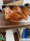 Imperial Marigold Ruffled Hobstar Fruit Bowl Carnival Glass Large 12”