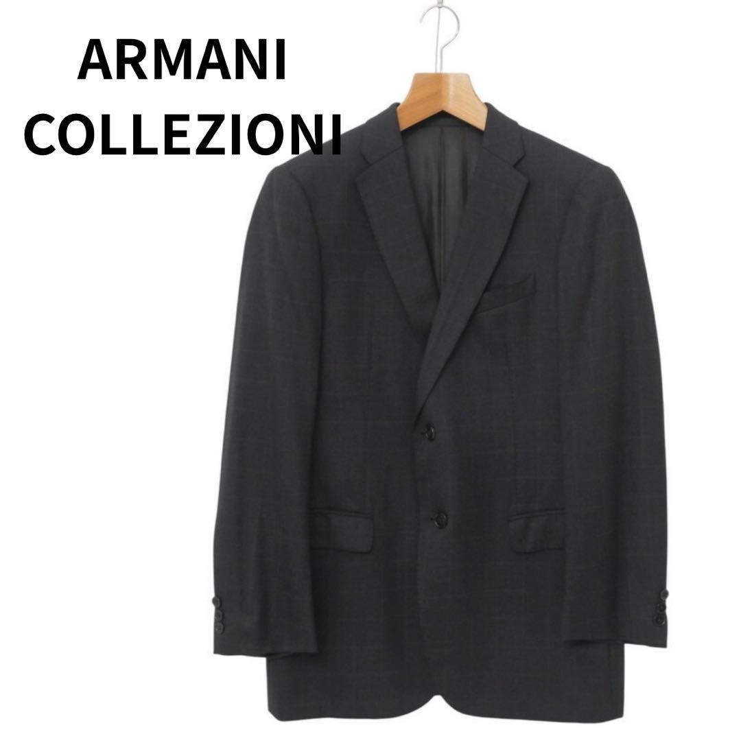 Armani 50 Stretch Wool Check Pattern Tailored Jacket