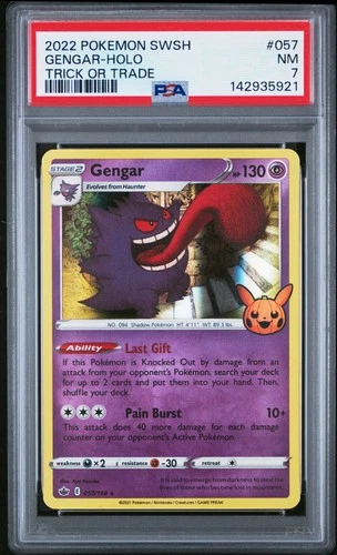 2021 POKEMON SWORD & SHIELD CHILLING REIGN TRICK OR TRADE 2022 GENGAR-HOLO PSA 7