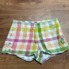 Crewcuts Girls Linen Look Adjustable Checkered Shorts Bows Size 12 Large J.Crew