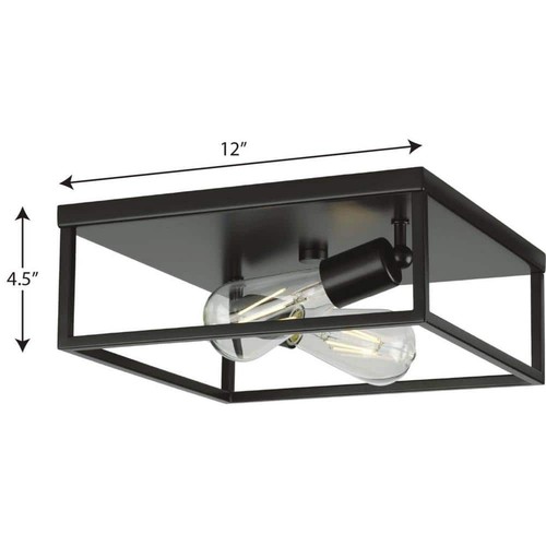 Progress Lighting Perimeter 2-Light Matte Black Modern Flush Mount Ceiling Light - Picture 6 of 11