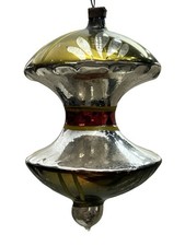 Vintage Blown Glass Christmas Ornament Double Finial Germany Apple Core