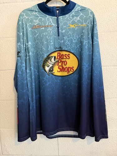 Bass Pro Shops Triton Boats Fishing Jersey Shirt L Blue 1/4 Zip Performance