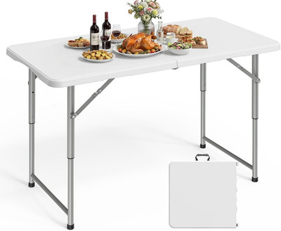 Pureegg 4FT Folding Table - No Assembly Required, Versatile Dining Table with Ca