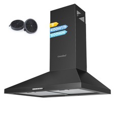 Cappa Cucina Aspirante 60cm Con LED Sistema Di Ricircolo E Canalizzazione, Nero