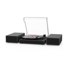 Record Player with 2X External Speakers Turntable Bluetooth Input Belt-Driven...