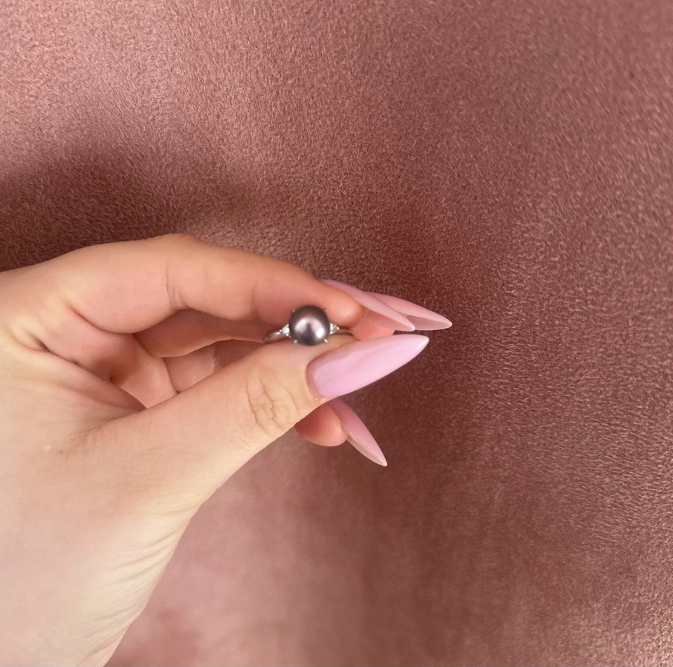 Individuell gefertigter Platinring mit Tahiti-Perle und Diamanten - Bild 2 von 4