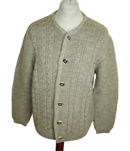 Men's OS costume jacket walking jacket size 50 wool beige cable Aran