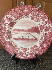 Wedgwood Pink St. Paul’s School 1928 “A Hockey Game” Dinner Plate 10 3/8”