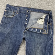 Levis 501 Jeans Mens 36x32 Button Fly Y2K Straight Fading Work Blue Denim Casual