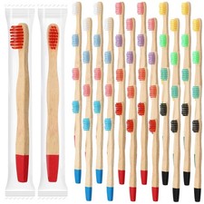 48 Pcs Kids Bamboo Toothbrushes Soft Bristle Individually Wrapped Toddler Too...