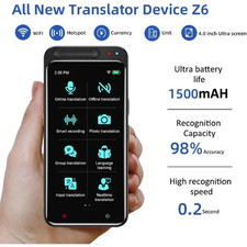 Portable Language Translator Device 138 Languages 4.1" Touch Real Time Offline