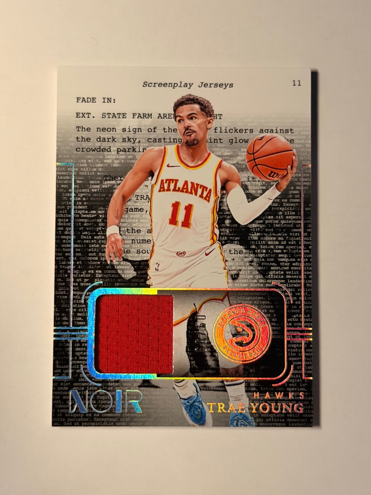 2023-24 Panini Noir #SJ-TYO Trae Young Screenplay Jerseys #/99