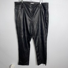 Good American Good Icon Faux Leather Pants Women s 18 Black Straight Leg CL