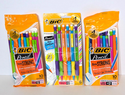 Lot of 3 Packs (26) BIC Colors Mechanical Pencil Xtra Comfort Strong 0.9 #2 Lead