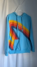 Aldi Gear Pullover Retro Blue Hoodie Graphic Sweatshirt Hooded Size Small 2024