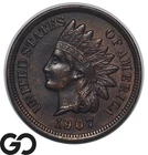 1907 Indian Head Cent Penny, Choice AU++/Unc