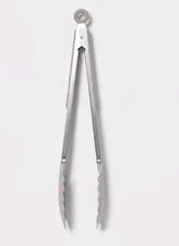 New 9 Stainless Steel Locking Tongs Silicone Tips Room Essentials, Grey Flannel