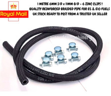 6mm ID Reinforced Rubber Motorcycle Car Petrol Fuel Pipe Hose 1 Metre 1M + Clips