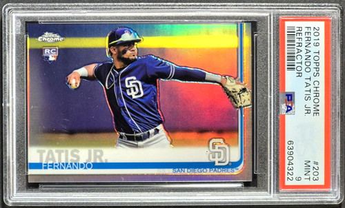 2019 Topps Chrome Fernando Tatis Jr ROOKIE CARD RC #203, REF REFRACTOR, PSA 9