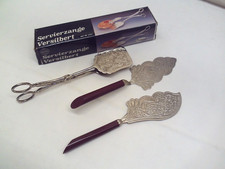 Vintage Kuchenbesteck versilbert 2. Tortenheber & 1. Servierzange Retro Set