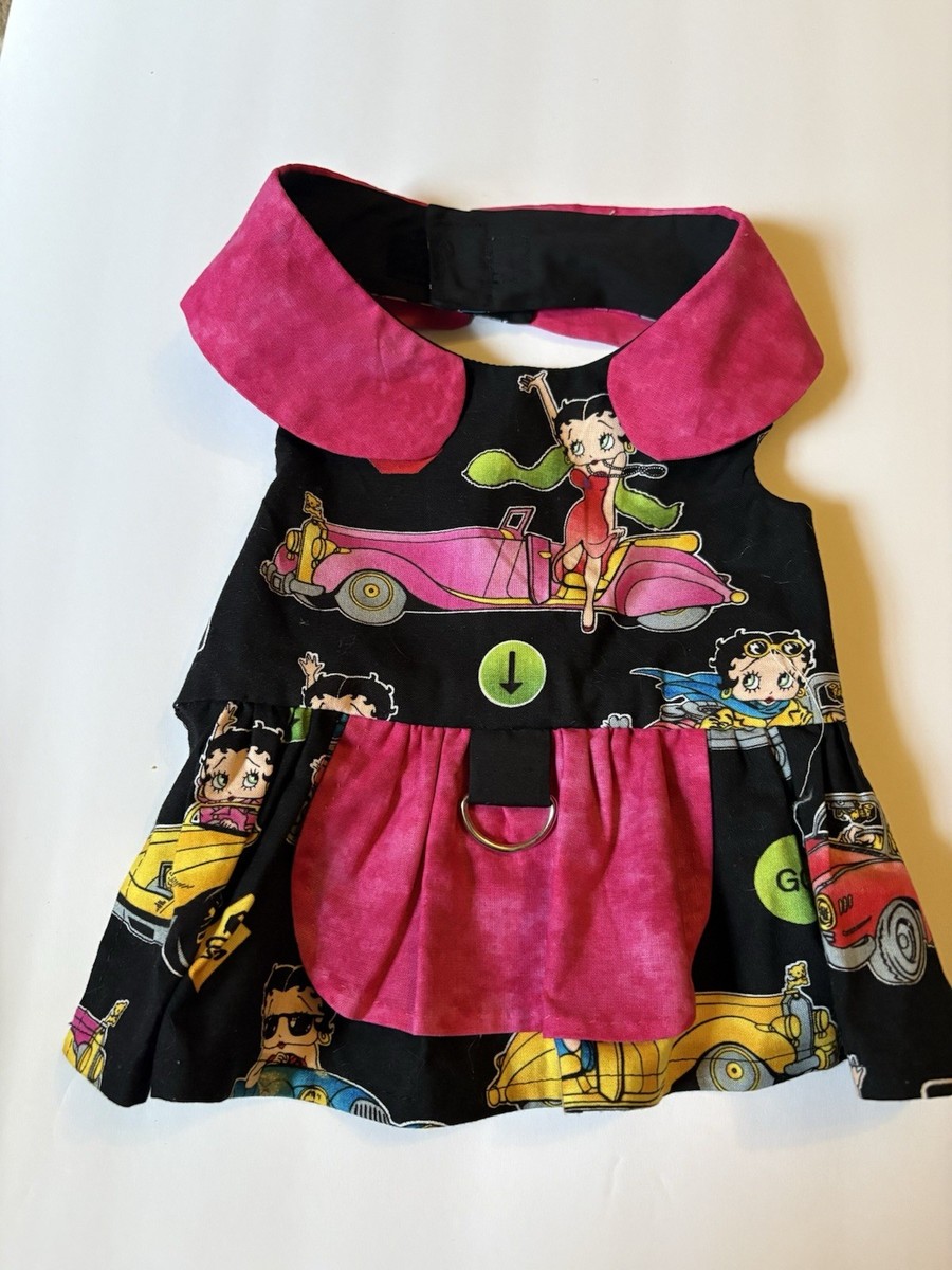 Betty Boop Pet Dress Pink Black Yellow Cloth Material Cartoon Cars Print |  eBay