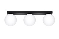 Deckenlampe Schwarz Weiß 3-Flammig 50 Cm Lang Blendarm Metall Glas Deckenleuchte