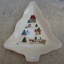 VTG 1987 Jamestown China The Joy Of Christmas Tree Shaped Dish Tray Bowl Trinket