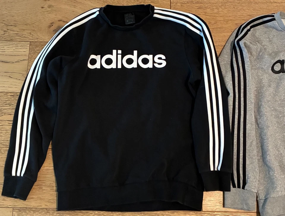 Lote (2) Sudadera Adidas Essentials 3 Rayas Para Hombre Talla Grande Negra y Gris Foto 2 de 4