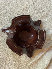 Vintage Ceramic Cigar Holder Ashtray 7” Glossy Brown ARTWORK MCM