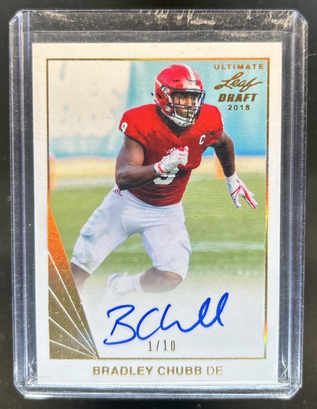 Bradley Chubb Leaf Ultimate Draft 1990 Leaf Autograph #BC1 Gold Spectrum