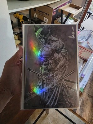 Adamantium Ronin Wolverine Signed Victor Garduno B&W Foil Cover NM