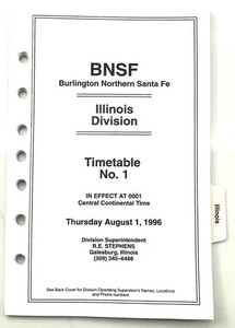 1st BNSF Illinois division ETT #1  08/01/1996 BNSF Railway no logo