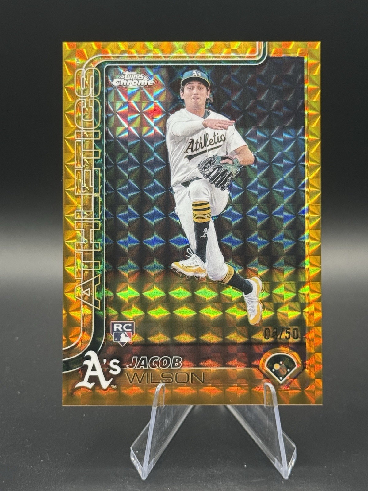 Jacob Wilson 2025 Topps Chrome RC Gold Geometric 04/50 Rookie #96 Oakland A's