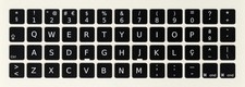 REPLACEMENT PORTUGUESE PT-PT KEYBOARD STICKERS KEY APPLE MACBOOK BLACK 14x14mm
