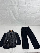 Kids World of USA 4-Piece 4T Formal Suit Set Boys Black Silver Houndstooth NWT