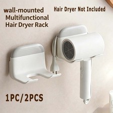 No Drill Hair Dryer Holder, Universal Wall Mount Bathroom Storage Rack fits Home