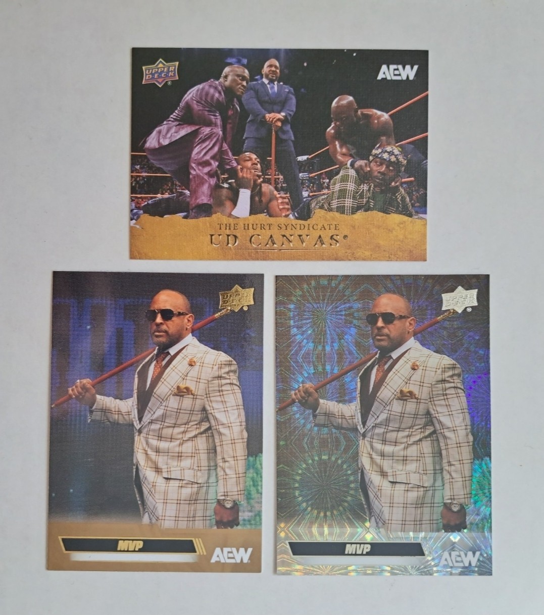 3 LOT of 2026 Upper Deck AEW Flagship MVP Gold & Pyro Parallel #91 SP UD Canvas