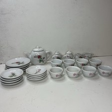 Vintage Miniature Porcelain Tea Set 25 Piece Floral Rose  Crocus Dollhouse Set