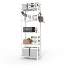 5 Tier Adjust Layer Spacing Display Rack Iron Organizer Shelf 54 29 150cm White