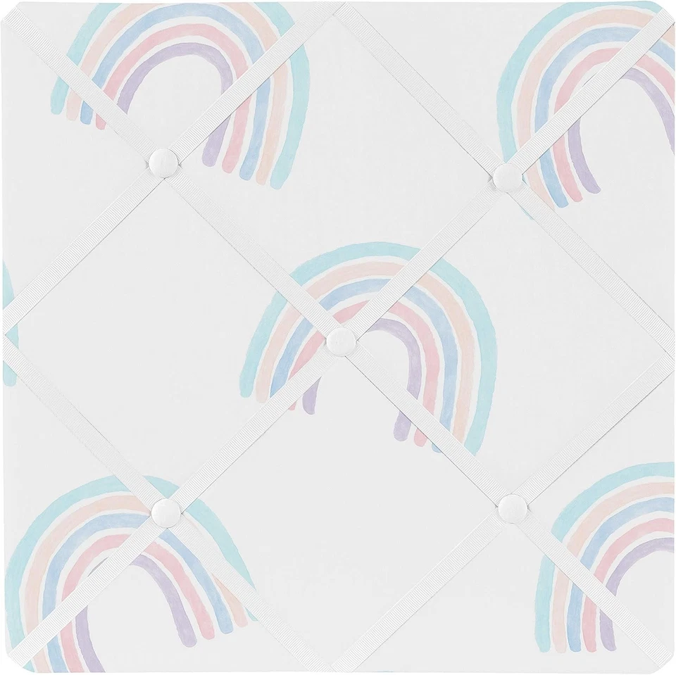Pastel Rainbow Fabric Memo Board Wall Mount Photo Bulletin Square Decor - Image 2 of 4