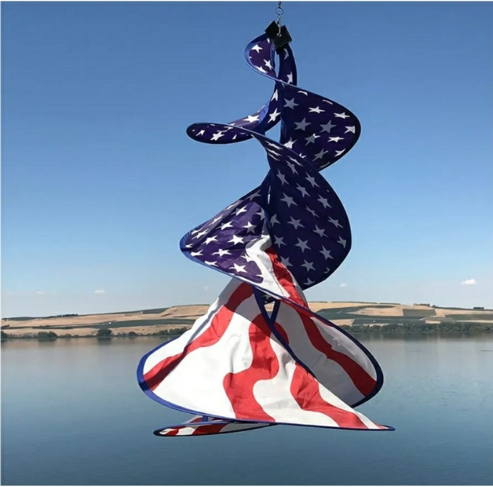 PATRIOT SPIN DUET 4747 IN THE BREEZE 15" x 30" PATRIOTIC FLAG DECOR SPINNER