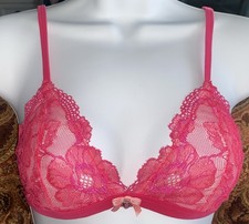 Victoria's Secret S Dk Pink Floral Lace Body by V Triangle Bralette Bra VS Charm