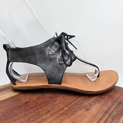 Sorel Summer Boot Sandals Women's 8 Black Tan Leather Lace Up Gladiator Thong