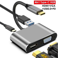 4 IN 1 USB C To HDMI 4K VGA Adapter USB 3.0 Type C to VGA HDMI Video Converter