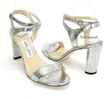 JIMMY CHOO Women's Marine Leather High-Heel Sandals US 10 EU 40 650 Silver